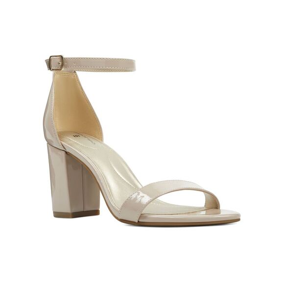 BANDOLINO Shoes - BANDOLINO Womens Beige Comfort Armory Round Toe Block Heel Buckle Sandals 7.5 M